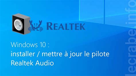 pilote realtek audio pour windows 10.